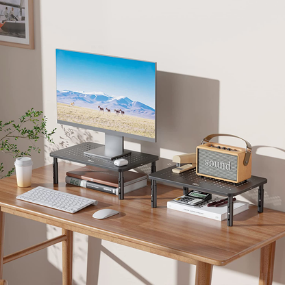 Dual Monitor Stand for Desk, Adjustable Laptop Riser, up to 44 Lbs